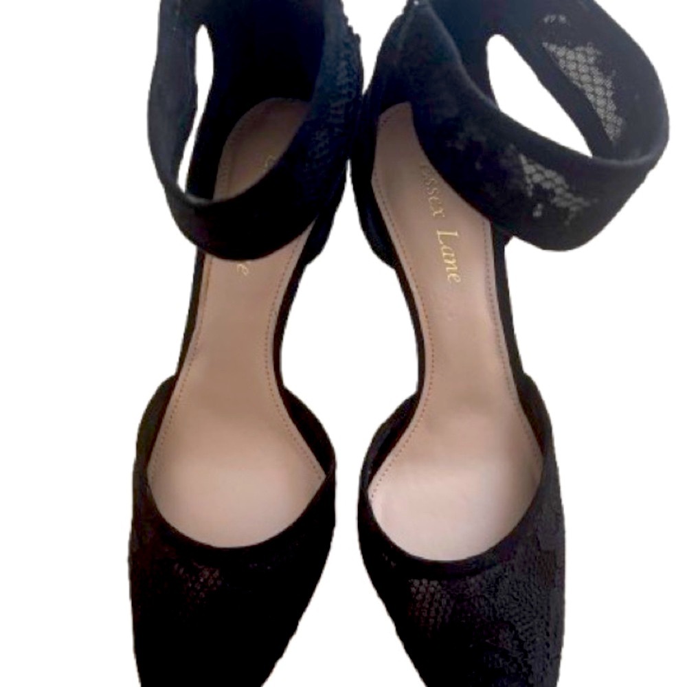 Black Lace Ankle Strap Heels